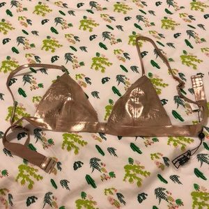 For Love & Lemons Rose Gold Faux Leather Bra